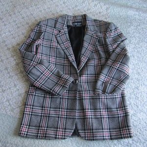 Vintage! Wool Blend Houndstooth Plaid Blazer